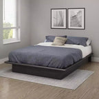 HomeStock Lit plateforme double gris de 24,76 cm de hauteur (sans tête de lit) en panneaux de particules