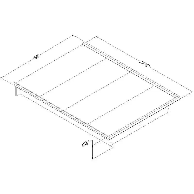 HomeStock Lit plateforme double gris de 24,76 cm de hauteur (sans tête de lit) en panneaux de particules