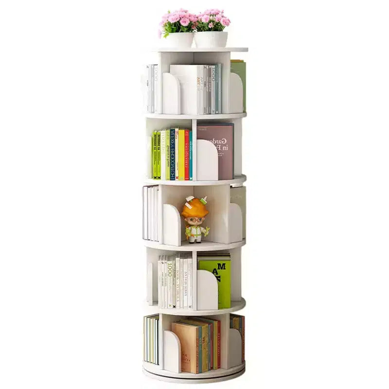 Bibliothèque rotative Chic Crate à 5 niveaux | Affichage à 360° | Gain de place | Blanc chaud | Chambre/Salon/Bureau