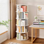 Bibliothèque rotative Chic Crate à 5 niveaux | Affichage à 360° | Gain de place | Blanc chaud | Chambre/Salon/Bureau