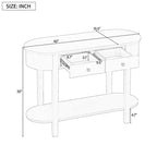 Élégante console rétro au design incurvé et finition lisse pour entrées, salons et couloirs (blanc antique)
