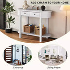 Élégante console rétro au design incurvé et finition lisse pour entrées, salons et couloirs (blanc antique)