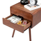 Karl Home Table de chevet mi-siècle en bois massif pour chambre, 43,9 cm (17,32 po) de largeur