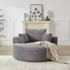 Fauteuil de couchage moelleux en velours côtelé de 55 po de largeur avec oreillers, fauteuil-canapé moderne extra large pour salon, chambre ou lounge - ModernLuxe