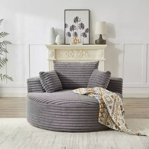 Fauteuil de couchage moelleux en velours côtelé de 55 po de largeur avec oreillers, fauteuil-canapé moderne extra large pour salon, chambre ou lounge - ModernLuxe