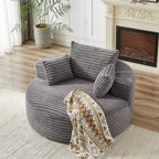 Fauteuil de couchage moelleux en velours côtelé de 55 po de largeur avec oreillers, fauteuil-canapé moderne extra large pour salon, chambre ou lounge - ModernLuxe