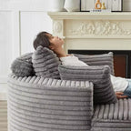 Fauteuil de couchage moelleux en velours côtelé de 55 po de largeur avec oreillers, fauteuil-canapé moderne extra large pour salon, chambre ou lounge - ModernLuxe