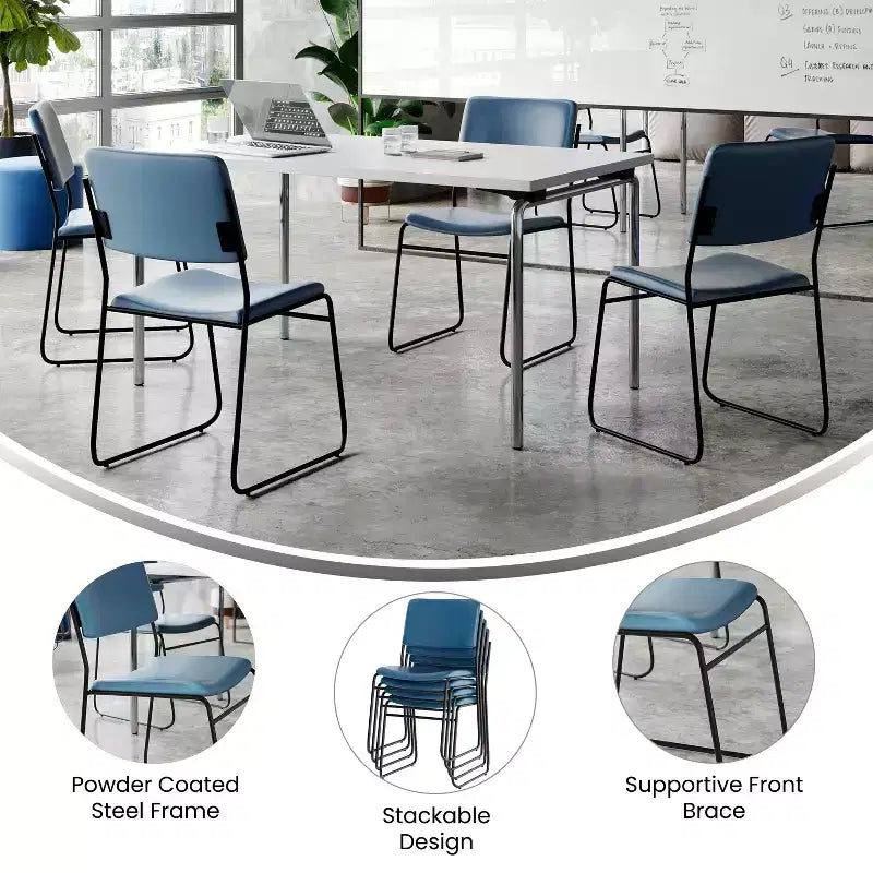 Lot de 5 chaises empilables à haute densité Flash Furniture de la série HERCULES, capacité de 227 kg, avec base luge