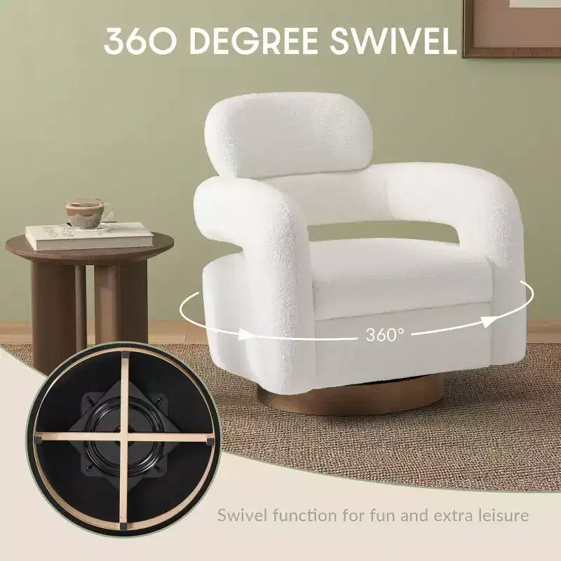 Fauteuil pivotant WestinTrends Alexandria mi-siècle moderne en fausse fourrure de mouton