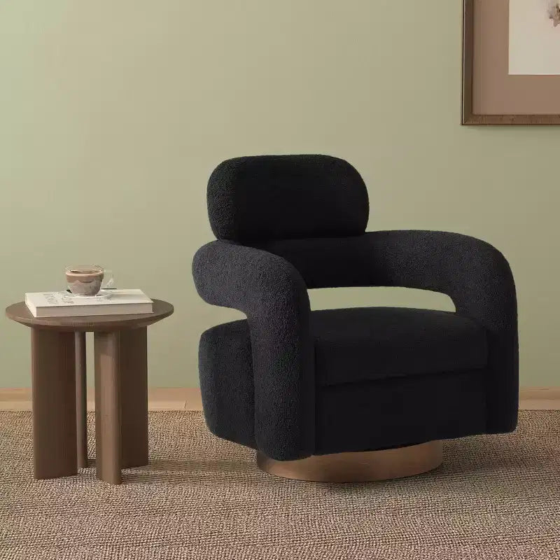 Fauteuil pivotant WestinTrends Alexandria mi-siècle moderne en fausse fourrure de mouton