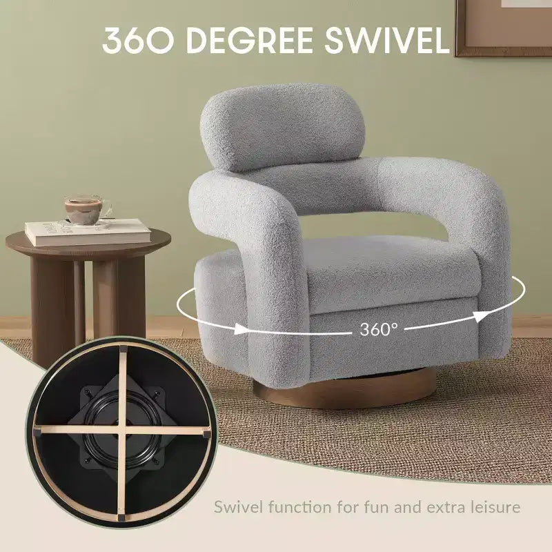 Fauteuil pivotant WestinTrends Alexandria mi-siècle moderne en fausse fourrure de mouton