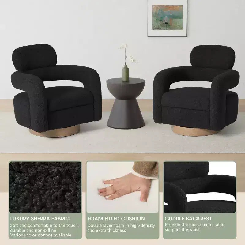 Fauteuil pivotant WestinTrends Alexandria mi-siècle moderne en fausse fourrure de mouton