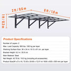 Étagères de rangement de garage VEVOR, lot de 2, 6 x 2 pieds, murales robustes, capacité de charge de 1 1600 lb (total)