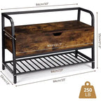 Banc à chaussures avec rangement, organisateur de rangement pour chaussures en bois de 33 pouces avec boîte à couvercle relevable