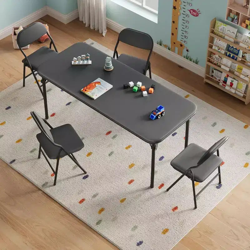 Ensemble table et chaises pliantes pour garçons et filles, 3 pièces, table et chaises portables avec coussin souple en PU, convient pour manger, lire et jouer