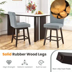 Costway Lot de 2/4 Tabourets de Bar Pivotants de 68,5 cm avec Pieds en Bois d'Hévéa et Revêtement en Lin Beige/Gris