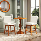 Costway Lot de 2/4 Tabourets de Bar Pivotants de 68,5 cm avec Pieds en Bois d'Hévéa et Revêtement en Lin Beige/Gris