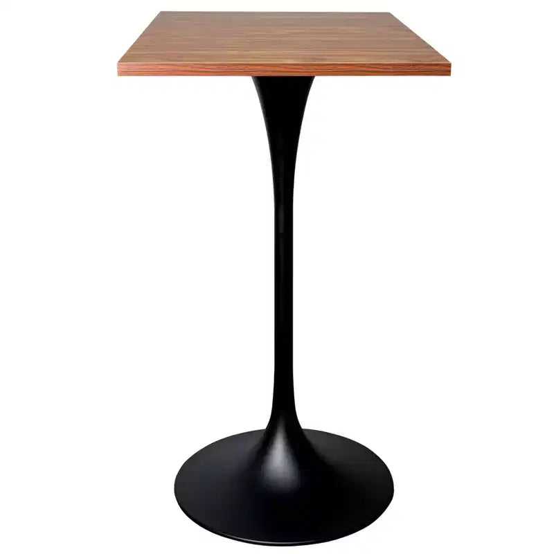 Table de salle à manger LeisureMod Verve 24 carrés, hauteur bar - Table de comptoir moderne avec plateau en MDF et piètement colonne noir pour cuisine, maison et pub