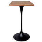 Table de salle à manger LeisureMod Verve 24 carrés, hauteur bar - Table de comptoir moderne avec plateau en MDF et piètement colonne noir pour cuisine, maison et pub