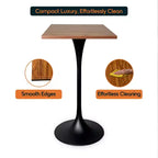 Table de salle à manger LeisureMod Verve 24 carrés, hauteur bar - Table de comptoir moderne avec plateau en MDF et piètement colonne noir pour cuisine, maison et pub