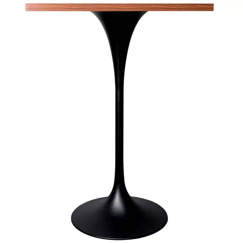 Table de salle à manger LeisureMod Verve 24 carrés, hauteur bar - Table de comptoir moderne avec plateau en MDF et piètement colonne noir pour cuisine, maison et pub