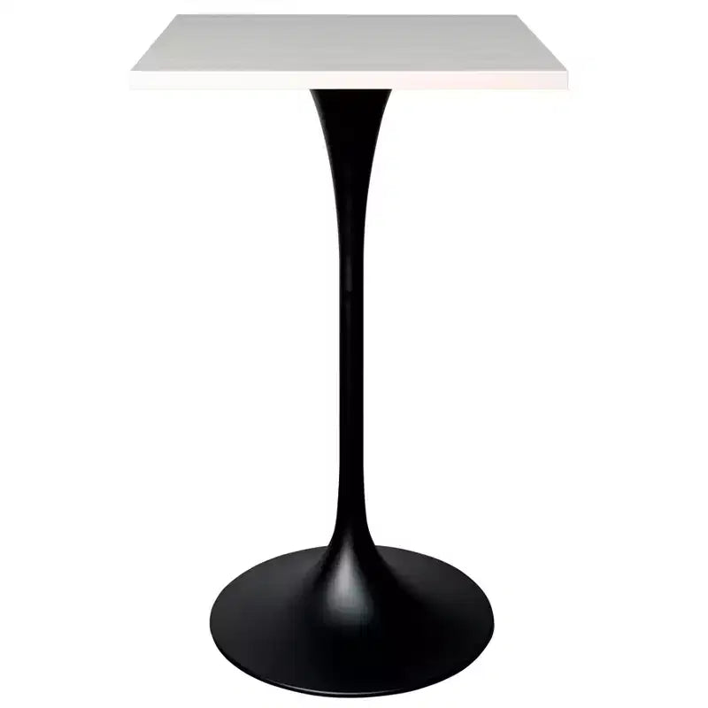 Table de salle à manger LeisureMod Verve 24 carrés, hauteur bar - Table de comptoir moderne avec plateau en MDF et piètement colonne noir pour cuisine, maison et pub