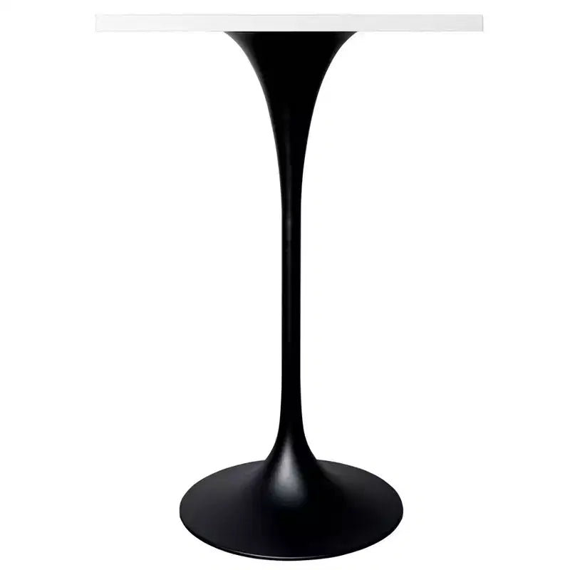 Table de salle à manger LeisureMod Verve 24 carrés, hauteur bar - Table de comptoir moderne avec plateau en MDF et piètement colonne noir pour cuisine, maison et pub