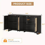Buffet en rotin de 157 cm, buffet à quatre portes, grand meuble de rangement, table d'appoint de style ferme moderne, pour cuisine, salle à manger