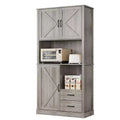 Kitchen Pantry Cabinet with Microwave Stand & Drawers - Tall Hutch Bar Cabinet, Adjustable Shelves, Large Wood Storage for Dining Room, Living Room