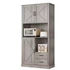 Kitchen Pantry Cabinet with Microwave Stand & Drawers - Tall Hutch Bar Cabinet, Adjustable Shelves, Large Wood Storage for Dining Room, Living Room