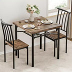 Ensemble de 5 pièces de table de salle à manger pour 4 avec étagère de rangement, ensemble de table de salle à manger rectangulaire en métal et bois pour cuisine, salle à manger, coin repas, marron rustique