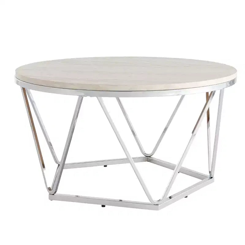 Table Basse Ronde Faux Marbre Luna - Argent - SEI
