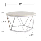 Table Basse Ronde Faux Marbre Luna - Argent - SEI
