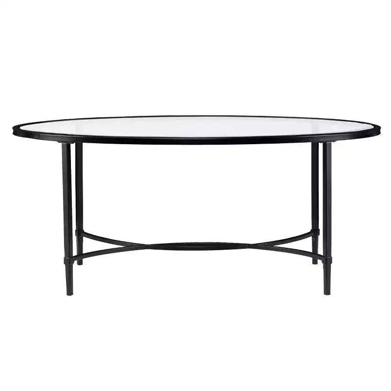 Table basse ovale Quinton en métal et verre - Noire - SEI