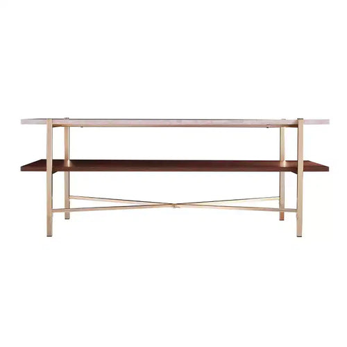 Ardmillan Rectangular Cocktail Table with Storage - Brass - SEI