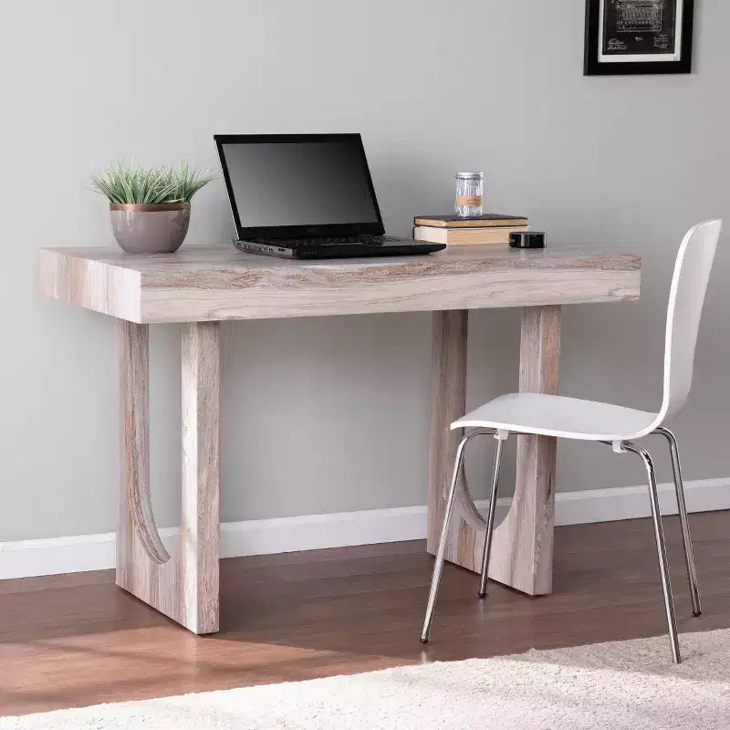 Bureau d'écriture Chadkirk imitation marbre – Marron – SEI