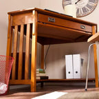 Bureau d'angle pour ordinateur Hughton – Chêne Mission – Marron – SEI