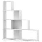 Costway 1/2 PCS 4-Tier Bookshelf with 6 Storage Cubes 64 Tall Modern Geometric Stair Bookcase