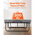 Lit pliant VEVOR, lit pliant de 96,5 cm x 190,5 cm avec matelas de 10 cm, lit pliant simple avec cadre métallique robuste et matelas en mousse à mémoire de forme