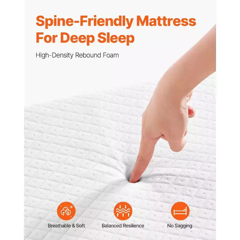 Lit pliant VEVOR, lit pliant de 96,5 cm x 190,5 cm avec matelas de 10 cm, lit pliant simple avec cadre métallique robuste et matelas en mousse à mémoire de forme