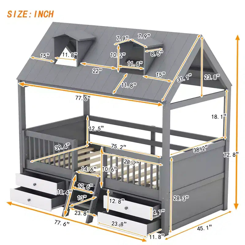 Cadre de lit Whisen Wood Bed House