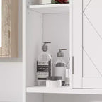 Meuble de rangement VECELO au-dessus des toilettes, meuble de rangement avec porte et support de papier toilette, étagère WC peu encombrante, blanc