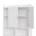 Meuble de rangement VECELO au-dessus des toilettes, meuble de rangement avec porte et support de papier toilette, étagère WC peu encombrante, blanc