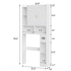 Meuble de rangement VECELO au-dessus des toilettes, meuble de rangement avec porte et support de papier toilette, étagère WC peu encombrante, blanc
