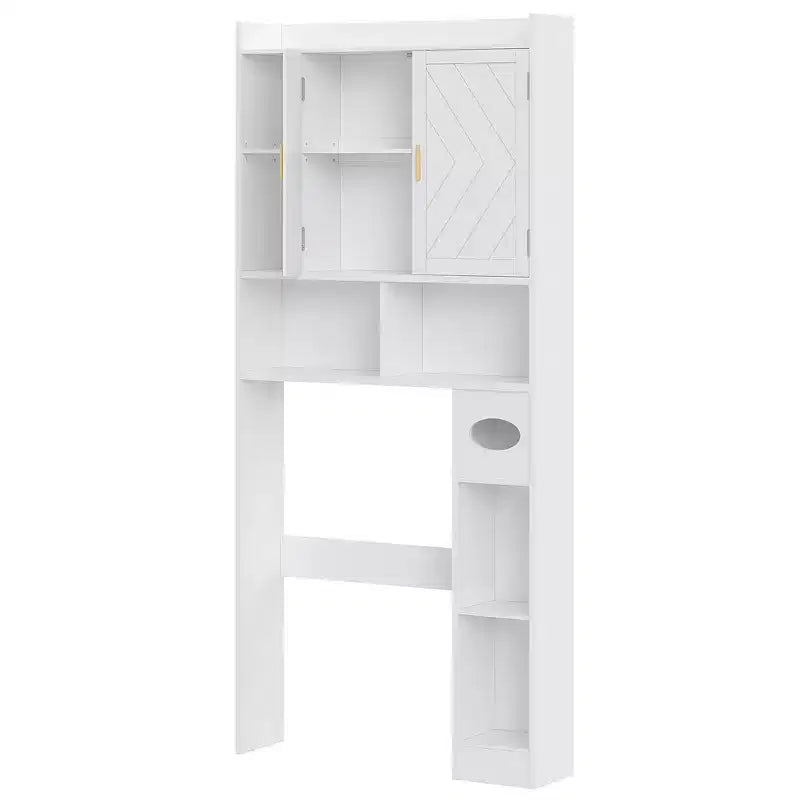 Meuble de rangement VECELO au-dessus des toilettes, meuble de rangement avec porte et support de papier toilette, étagère WC peu encombrante, blanc