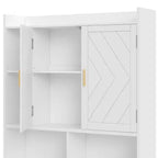 Meuble de rangement VECELO au-dessus des toilettes, meuble de rangement avec porte et support de papier toilette, étagère WC peu encombrante, blanc
