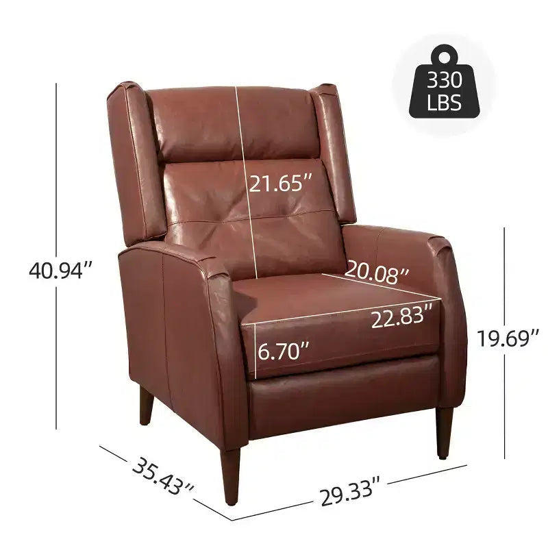 Fauteuil inclinable Art Leon style milieu de siècle, chaise longue en similicuir avec pieds en bois