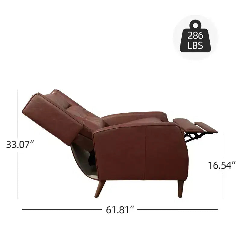 Fauteuil inclinable Art Leon style milieu de siècle, chaise longue en similicuir avec pieds en bois