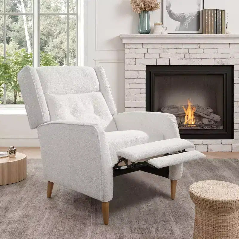 Fauteuil inclinable Art Leon style milieu de siècle, chaise longue en similicuir avec pieds en bois