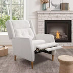 Fauteuil inclinable Art Leon style milieu de siècle, chaise longue en similicuir avec pieds en bois
